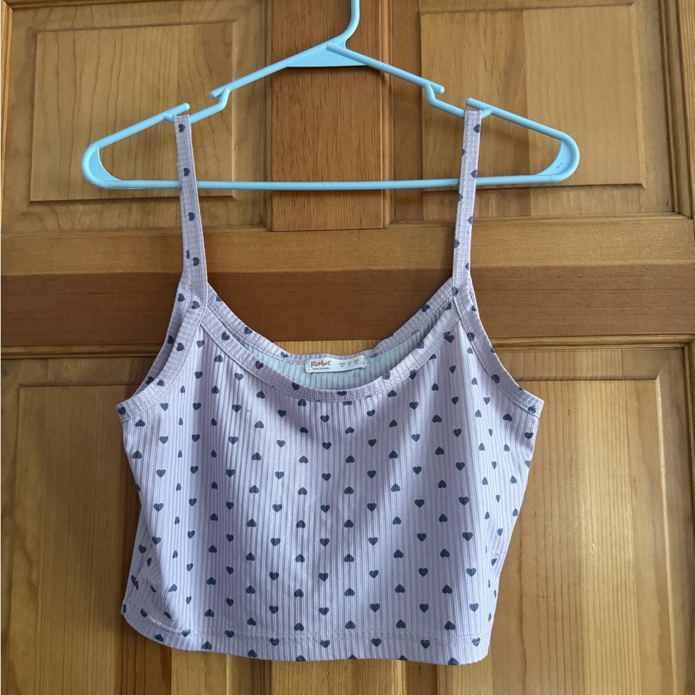Heart Print Strappy Crop Top ( Size Medium)